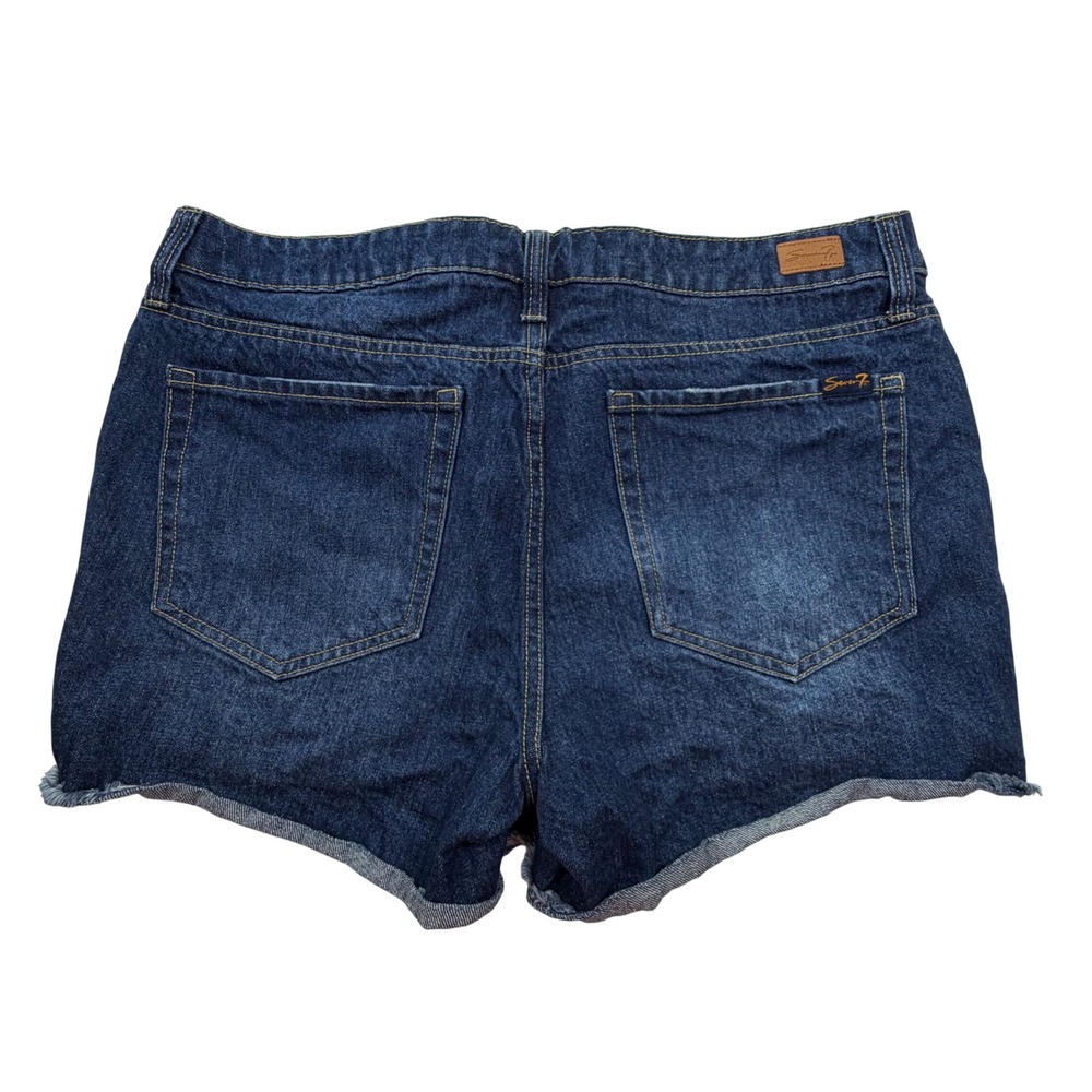 Seven7 Cotton Denim Shorts Womens Distressed Cutoff Weekend Short Blue 12 - Picture 2 of 8